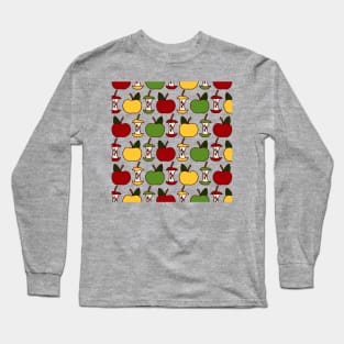 Apples and Apple Cores Multi-Colored | Apple Pattern Long Sleeve T-Shirt